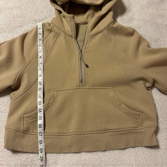 Lululemon Scuba Oversized 1/2 Zip Hoodie Sweatshirt Cropped Trench Tan - Picture 7 of 11
